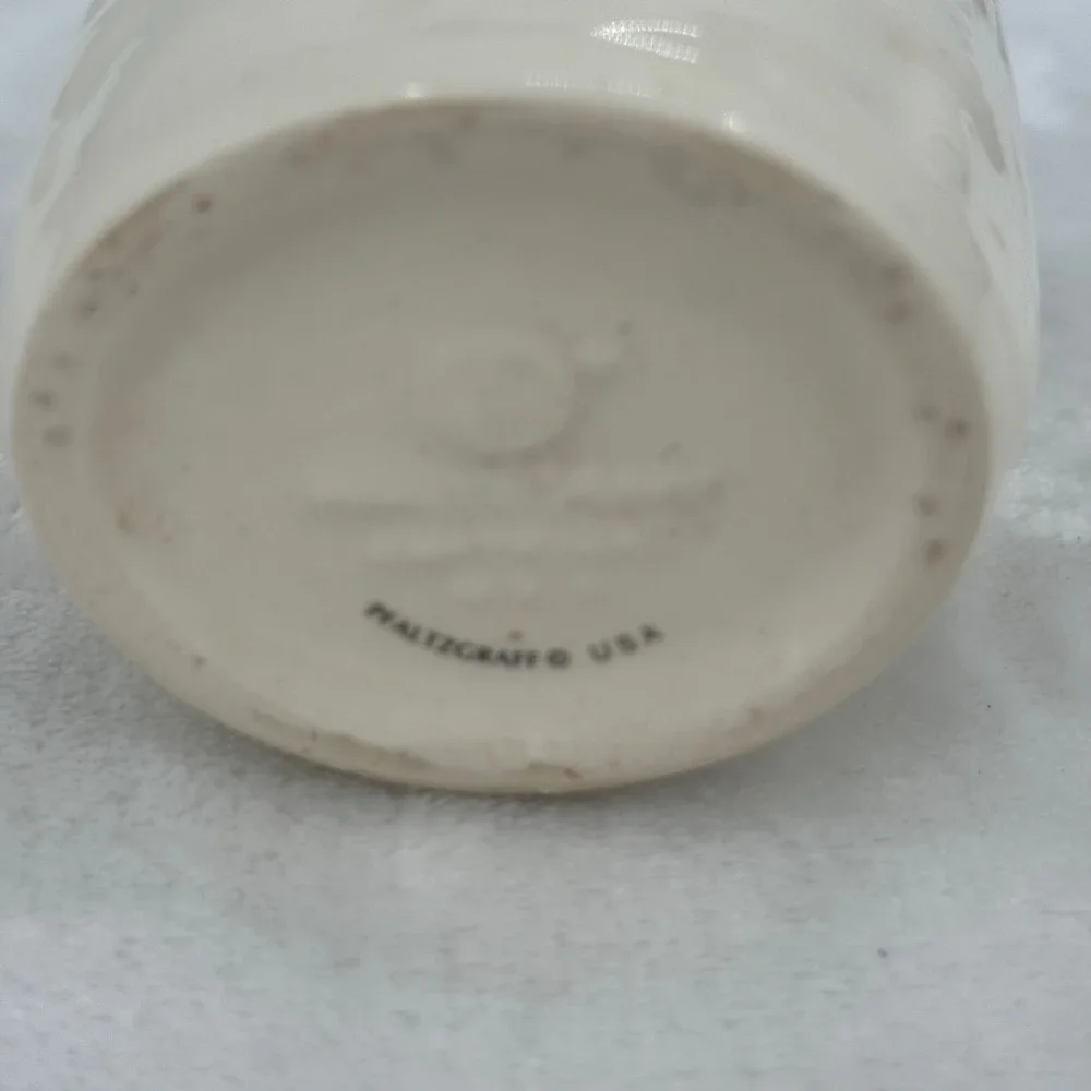 Vtg Pfaltzgraff Holiday Holly Joy Basketweave Heritage Cream Dispenser/Dish Set
